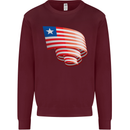 Curled Liberia Flag Liberian Day Football Kids Sweatshirt Jumper Maroon