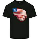 Curled Liberia Flag Liberian Day Football Kids T-Shirt Childrens Black