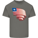 Curled Liberia Flag Liberian Day Football Kids T-Shirt Childrens Charcoal