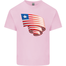 Curled Liberia Flag Liberian Day Football Kids T-Shirt Childrens Light Pink