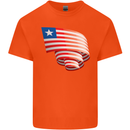 Curled Liberia Flag Liberian Day Football Kids T-Shirt Childrens Orange