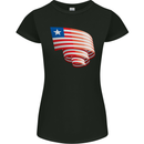 Curled Liberia Flag Liberian Day Football Womens Petite Cut T-Shirt Black