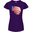 Curled Liberia Flag Liberian Day Football Womens Petite Cut T-Shirt Purple