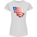 Curled Liberia Flag Liberian Day Football Womens Petite Cut T-Shirt White