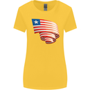 Curled Liberia Flag Liberian Day Football Womens Wider Cut T-Shirt Yellow