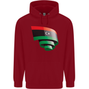 Curled Libya Flag Libyan Day Football Childrens Kids Hoodie Red