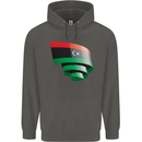 Curled Libya Flag Libyan Day Football Childrens Kids Hoodie Storm Grey