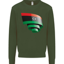 Curled Libya Flag Libyan Day Football Kids Sweatshirt Jumper Forest Green