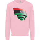 Curled Libya Flag Libyan Day Football Kids Sweatshirt Jumper Light Pink