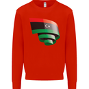 Curled Libya Flag Libyan Day Football Mens Sweatshirt Jumper Bright Red