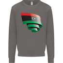 Curled Libya Flag Libyan Day Football Mens Sweatshirt Jumper Charcoal