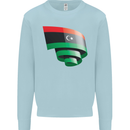 Curled Libya Flag Libyan Day Football Mens Sweatshirt Jumper Light Blue