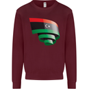 Curled Libya Flag Libyan Day Football Mens Sweatshirt Jumper Maroon