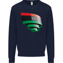 Curled Libya Flag Libyan Day Football Mens Sweatshirt Jumper Navy Blue