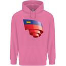Curled Liechtenstein Flag Liechtensteiner Day Football Childrens Kids Hoodie Azalea