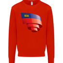 Curled Liechtenstein Flag Liechtensteiner Day Football Kids Sweatshirt Jumper Bright Red