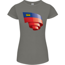 Curled Liechtenstein Flag Liechtensteiner Day Football Womens Petite Cut T-Shirt Charcoal