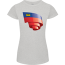 Curled Liechtenstein Flag Liechtensteiner Day Football Womens Petite Cut T-Shirt Sports Grey