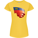 Curled Liechtenstein Flag Liechtensteiner Day Football Womens Petite Cut T-Shirt Yellow