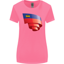 Curled Liechtenstein Flag Liechtensteiner Day Football Womens Wider Cut T-Shirt Azalea