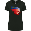 Curled Liechtenstein Flag Liechtensteiner Day Football Womens Wider Cut T-Shirt Black