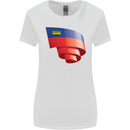 Curled Liechtenstein Flag Liechtensteiner Day Football Womens Wider Cut T-Shirt White