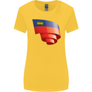 Curled Liechtenstein Flag Liechtensteiner Day Football Womens Wider Cut T-Shirt Yellow