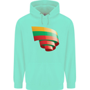 Curled Lithuania Flag Lithuania Day Football Childrens Kids Hoodie Peppermint