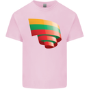 Curled Lithuania Flag Lithuania Day Football Kids T-Shirt Childrens Light Pink