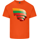 Curled Lithuania Flag Lithuania Day Football Kids T-Shirt Childrens Orange