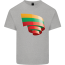 Curled Lithuania Flag Lithuania Day Football Kids T-Shirt Childrens Sports Grey