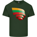 Curled Lithuania Flag Lithuania Day Football Mens Cotton T-Shirt Tee Top Forest Green