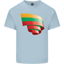 Curled Lithuania Flag Lithuania Day Football Mens Cotton T-Shirt Tee Top Light Blue