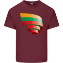 Curled Lithuania Flag Lithuania Day Football Mens Cotton T-Shirt Tee Top Maroon