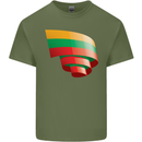 Curled Lithuania Flag Lithuania Day Football Mens Cotton T-Shirt Tee Top Military Green
