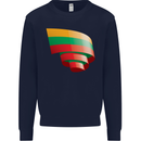 Curled Lithuania Flag Lithuania Day Football Mens Sweatshirt Jumper Navy Blue