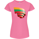 Curled Lithuania Flag Lithuania Day Football Womens Petite Cut T-Shirt Azalea