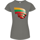 Curled Lithuania Flag Lithuania Day Football Womens Petite Cut T-Shirt Charcoal