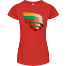 Curled Lithuania Flag Lithuania Day Football Womens Petite Cut T-Shirt Red
