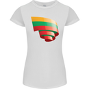 Curled Lithuania Flag Lithuania Day Football Womens Petite Cut T-Shirt White