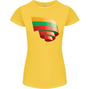 Curled Lithuania Flag Lithuania Day Football Womens Petite Cut T-Shirt Yellow