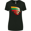 Curled Lithuania Flag Lithuania Day Football Womens Wider Cut T-Shirt Black