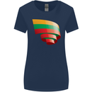 Curled Lithuania Flag Lithuania Day Football Womens Wider Cut T-Shirt Navy Blue