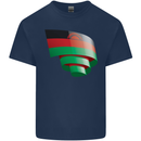 Curled Malawi Flag Malawian Day Football Kids T-Shirt Childrens Navy Blue