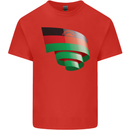 Curled Malawi Flag Malawian Day Football Kids T-Shirt Childrens Red