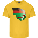 Curled Malawi Flag Malawian Day Football Kids T-Shirt Childrens Yellow