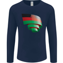 Curled Malawi Flag Malawian Day Football Mens Long Sleeve T-Shirt Navy Blue