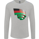 Curled Malawi Flag Malawian Day Football Mens Long Sleeve T-Shirt Sports Grey