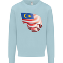 Curled Malaysia Flag Malaysian Day Football Kids Sweatshirt Jumper Light Blue