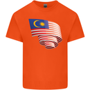 Curled Malaysia Flag Malaysian Day Football Kids T-Shirt Childrens Orange